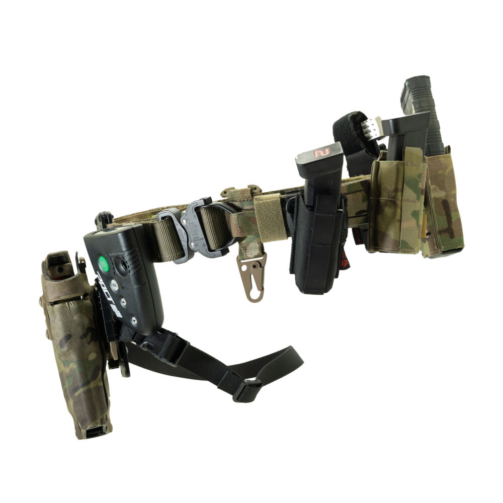 BPG Belt Adapter Plate BLK installed onto a BPG Cobra Tactical Belt System - Multicam (Front)