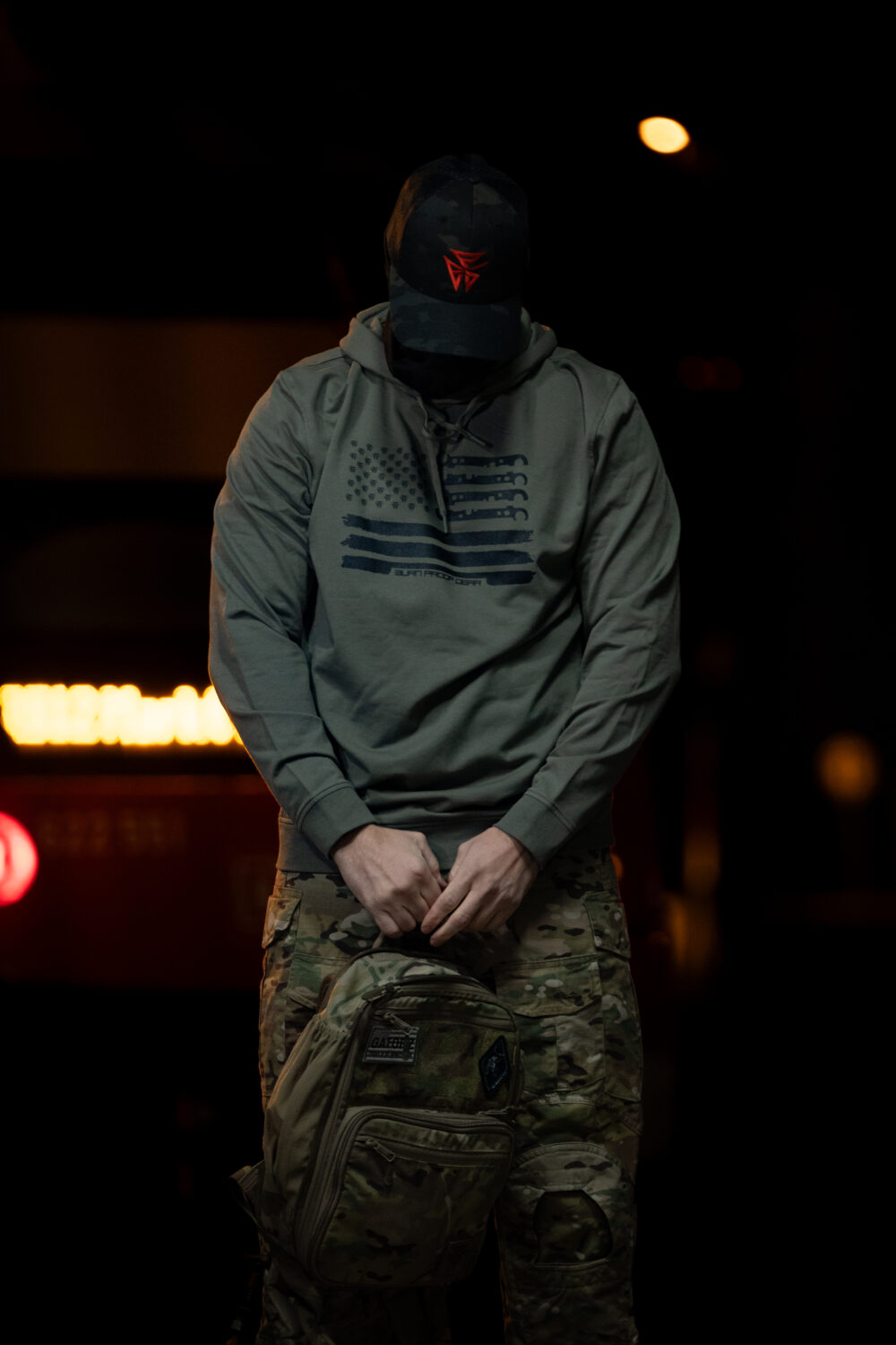 BPG Lightweight Performance Hoodie (American Flag) - pine